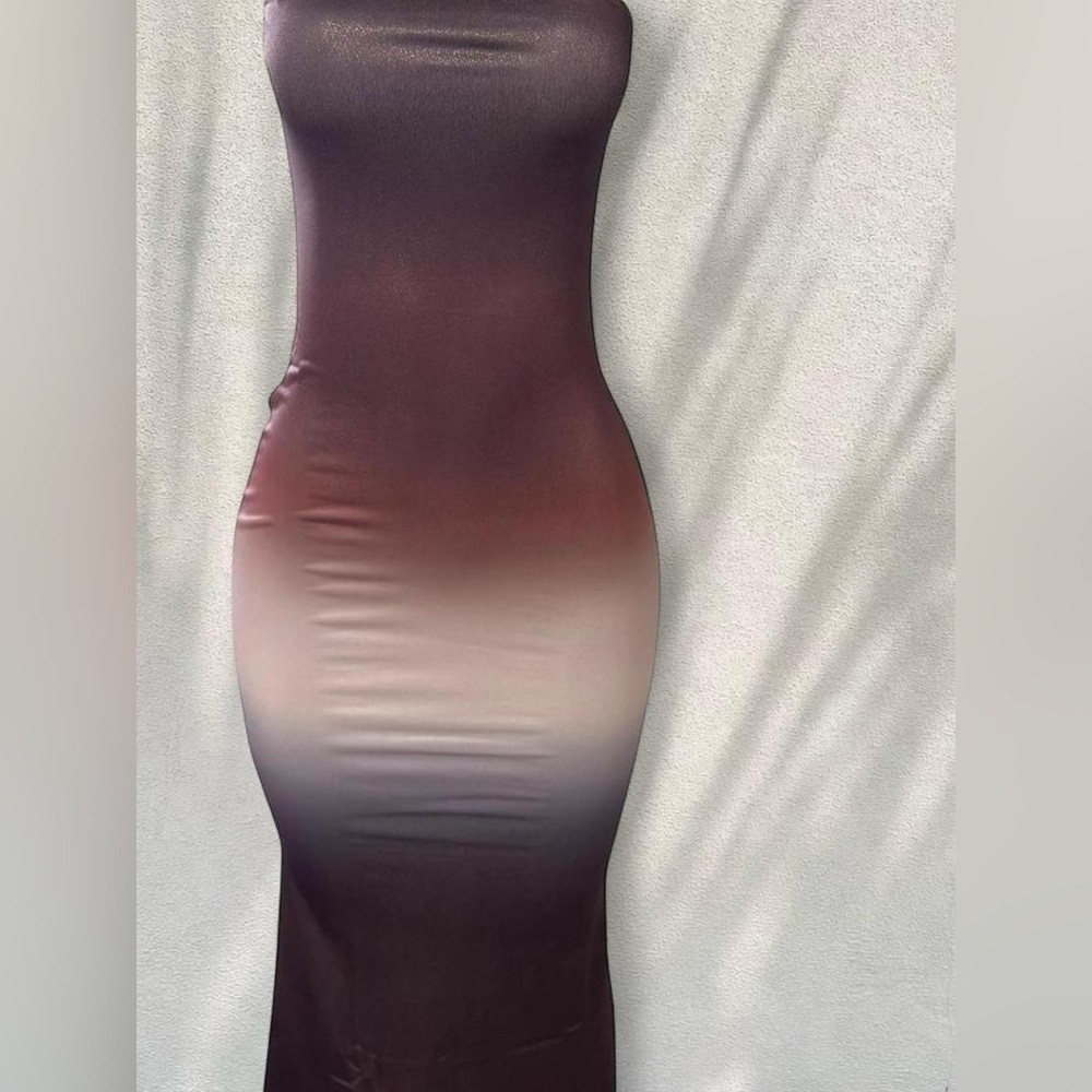 Brown Ombre Strapless Maxi Dress | Bodycon Size M - Picture 2 of 5